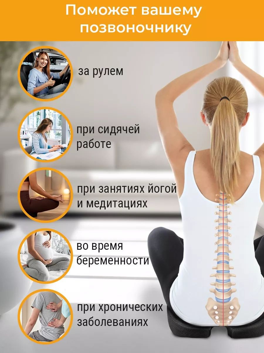 Ортопедическая подушка-сиденье CLASSMARK 35x44 см, пена с памятью формы