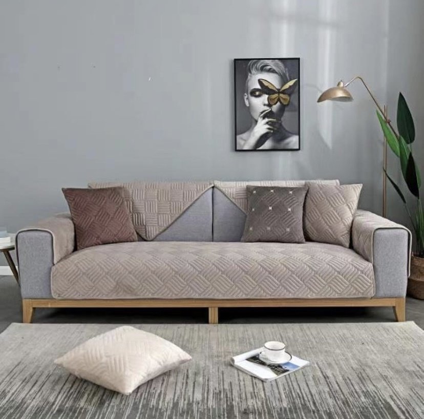 Makhome накидка для дивана 644295 бежевый 90x300 см