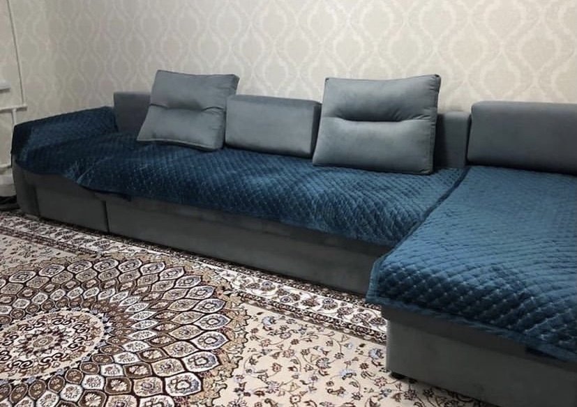 Makhome дивандек для дивана Мелкий ромб синий 90x300