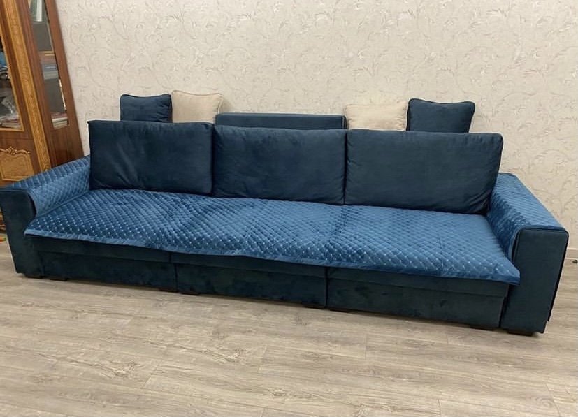 Makhome дивандек для дивана Мелкий ромб синий 90x300