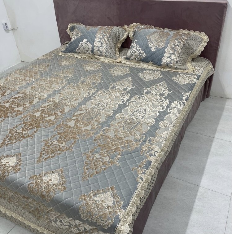 Покрывало с наволочками Roberto Cavalli 220х240 см, гобелен, серебристый, серый
