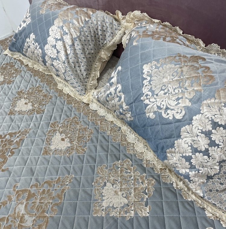Покрывало с наволочками Roberto Cavalli 220х240 см, гобелен, серебристый, серый