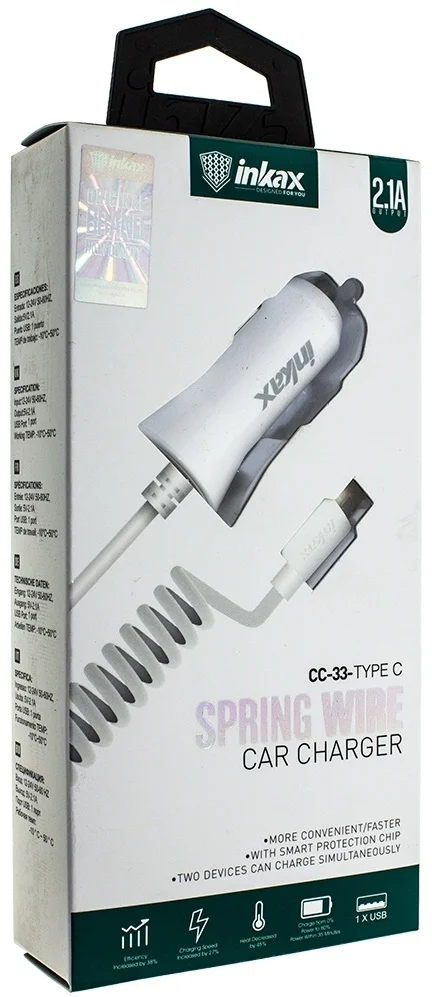 Зарядное устройство Inkax CD/CC-33-Type C белое купить,1326