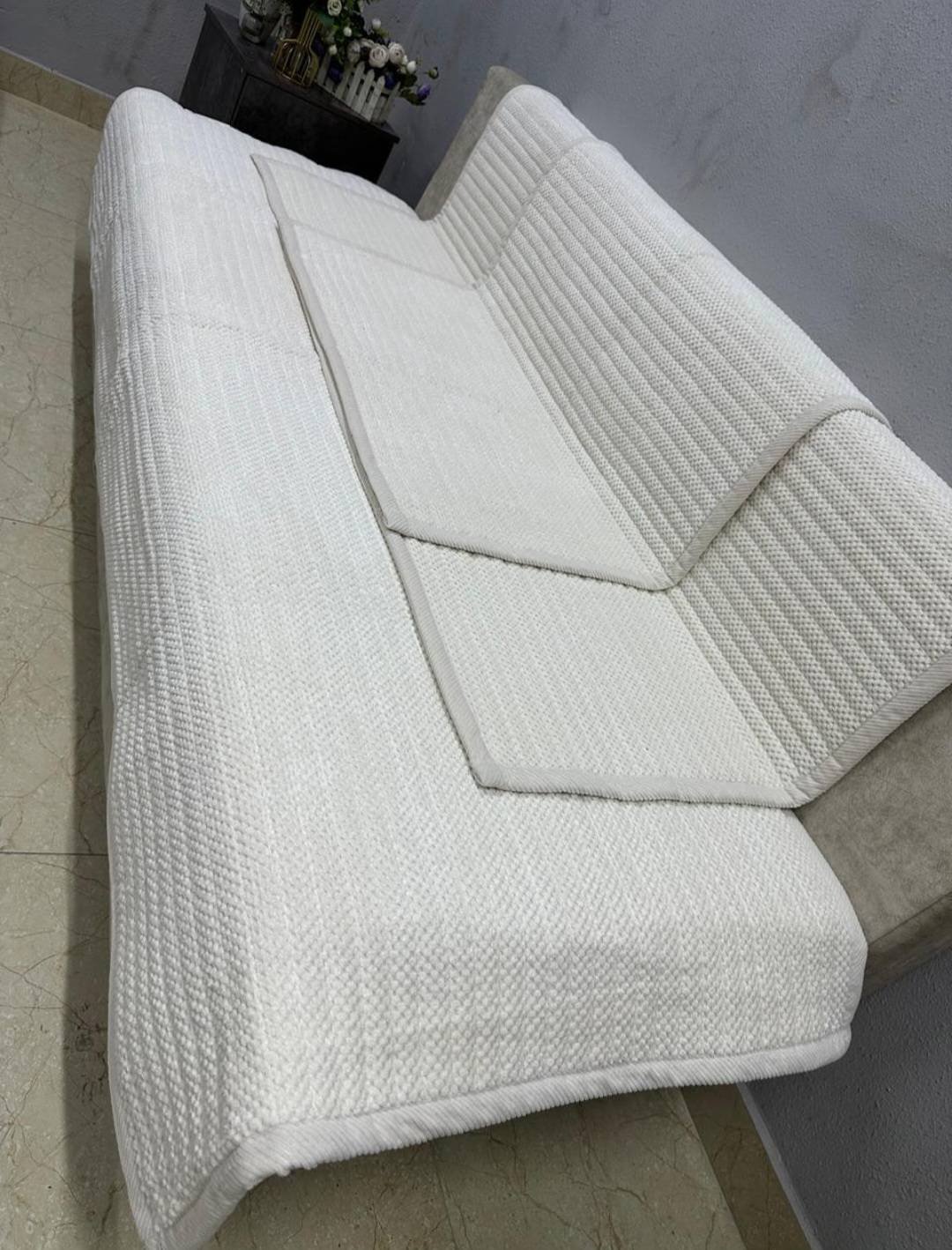 Home Textile дивандек для дивана, для кресла, для стула, для пуфа, для кушетки 34-002 белый, айвори 90*90,90*160,90*210