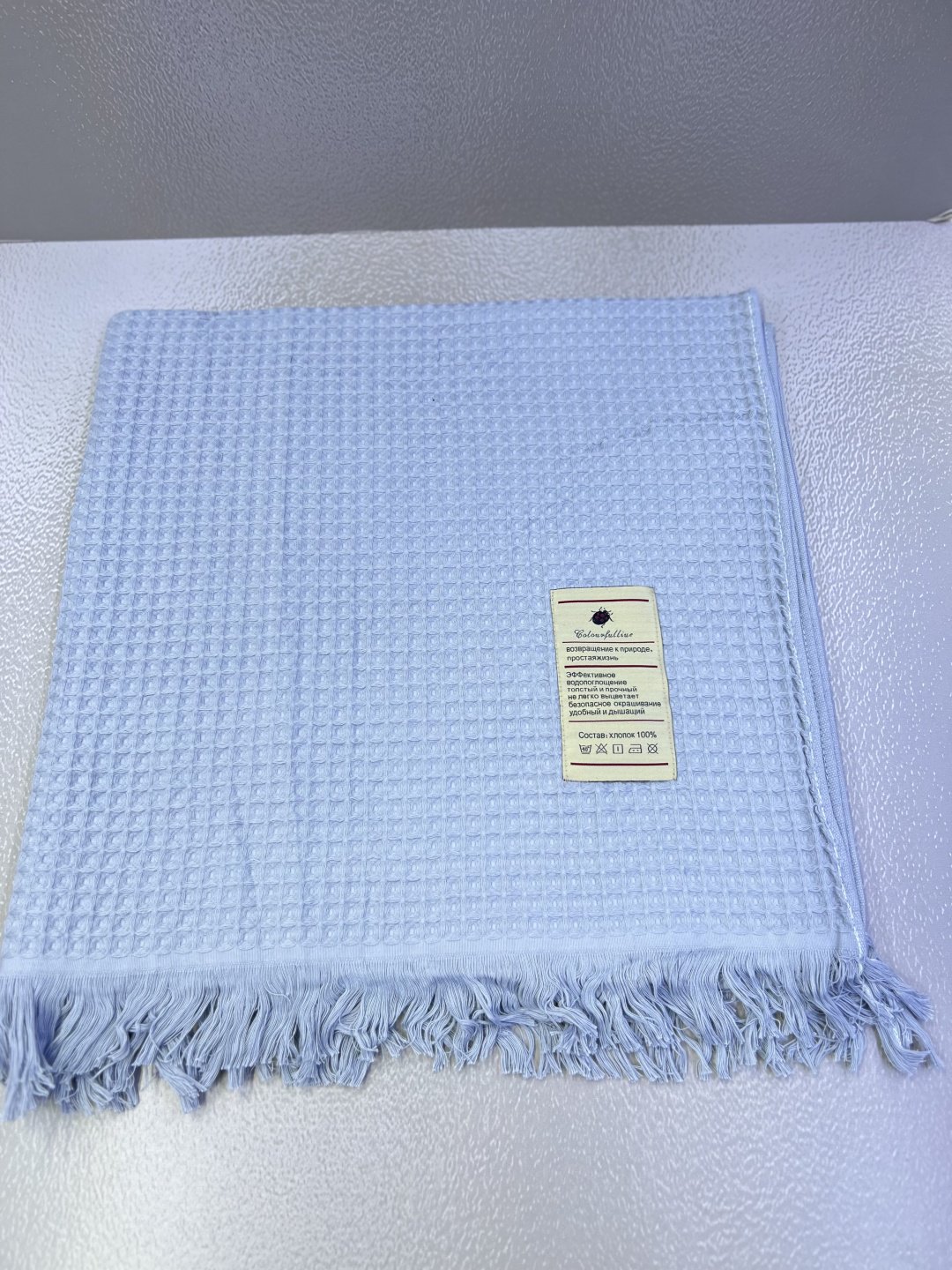 Полотенце 100x180 см, хлопок, ткань вафельная, 1 шт,