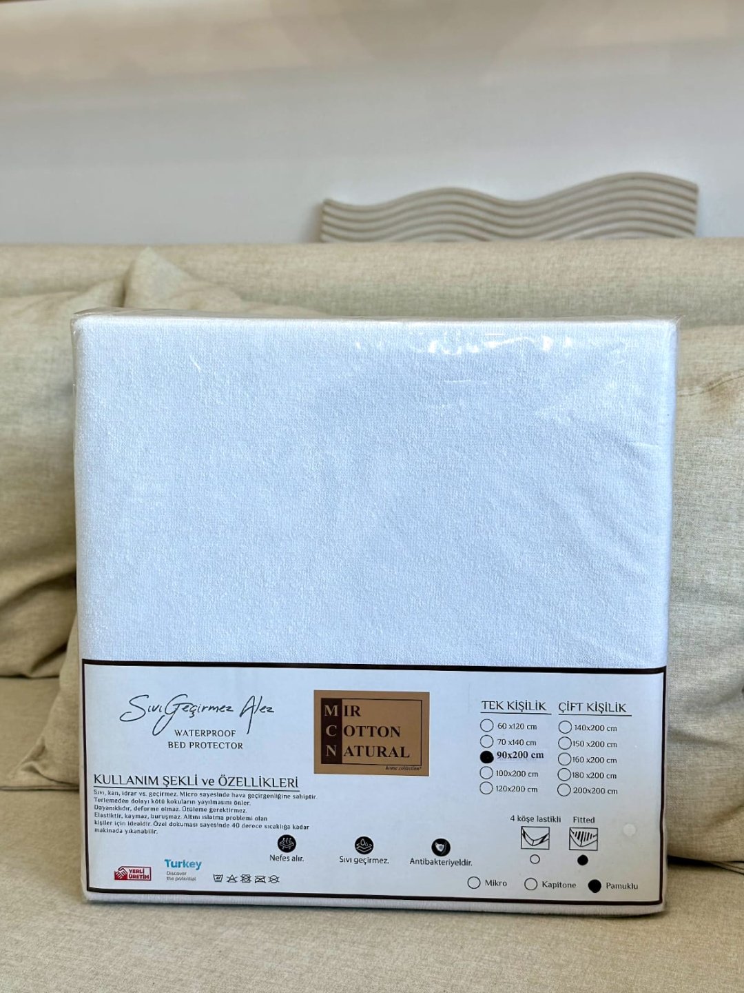 Mir Cotton Natural наматрасник на резинке 907111096 90x200, хлопок, махра, мембрана