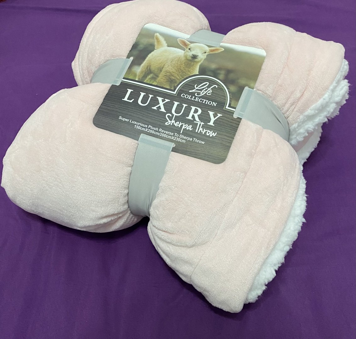 Плед Luxury 150х200 см, шерсть, велюр, белый, розовый