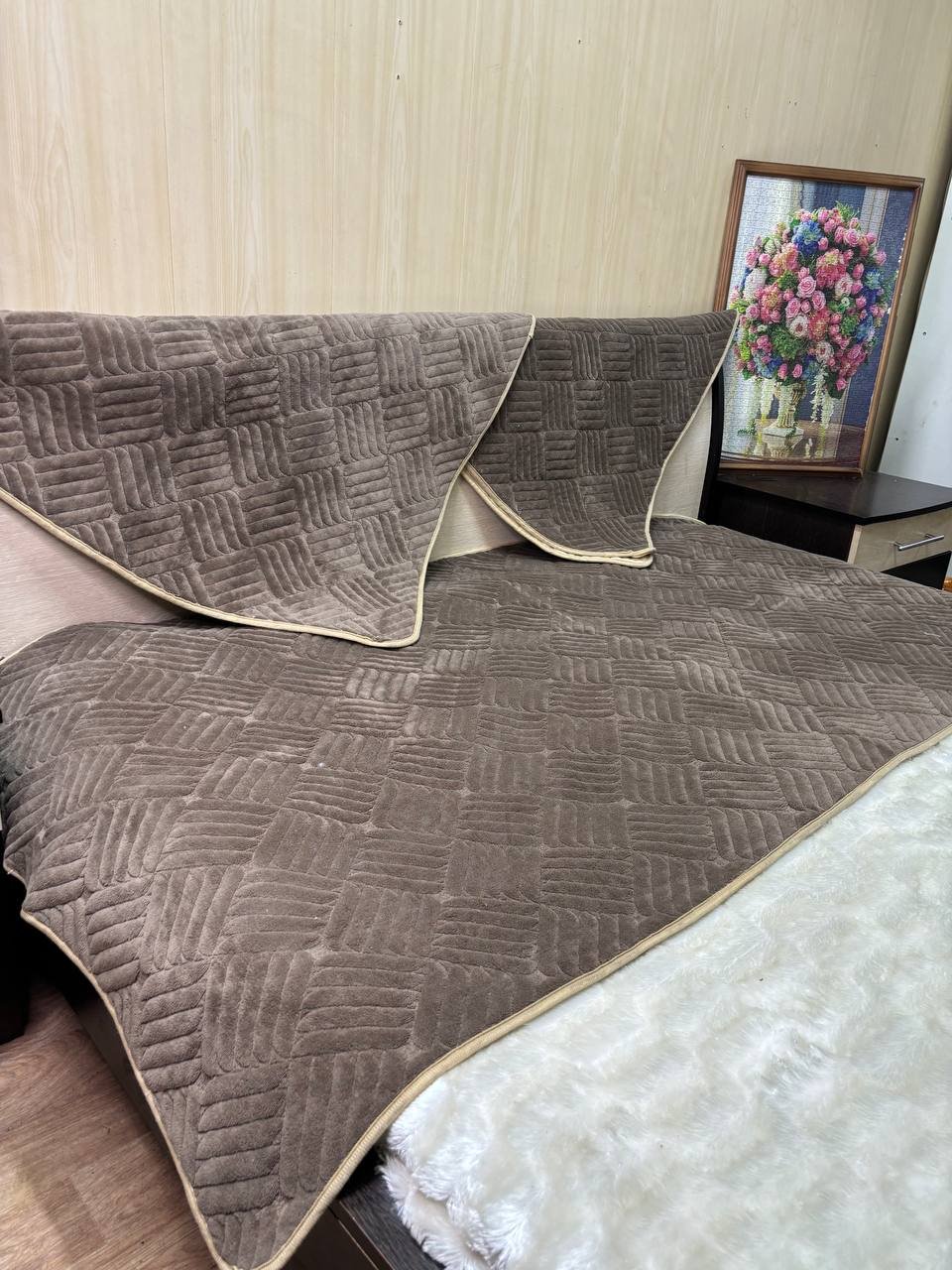 Дивандек для дивана 9876543 коричневый 210x90 см, 160x90 см, 90x90 см
