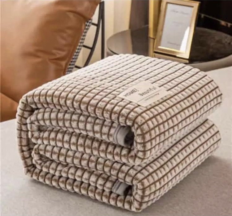 Плед ALI HOME 145х200 см, велсофт, велюр, белый, коричневый