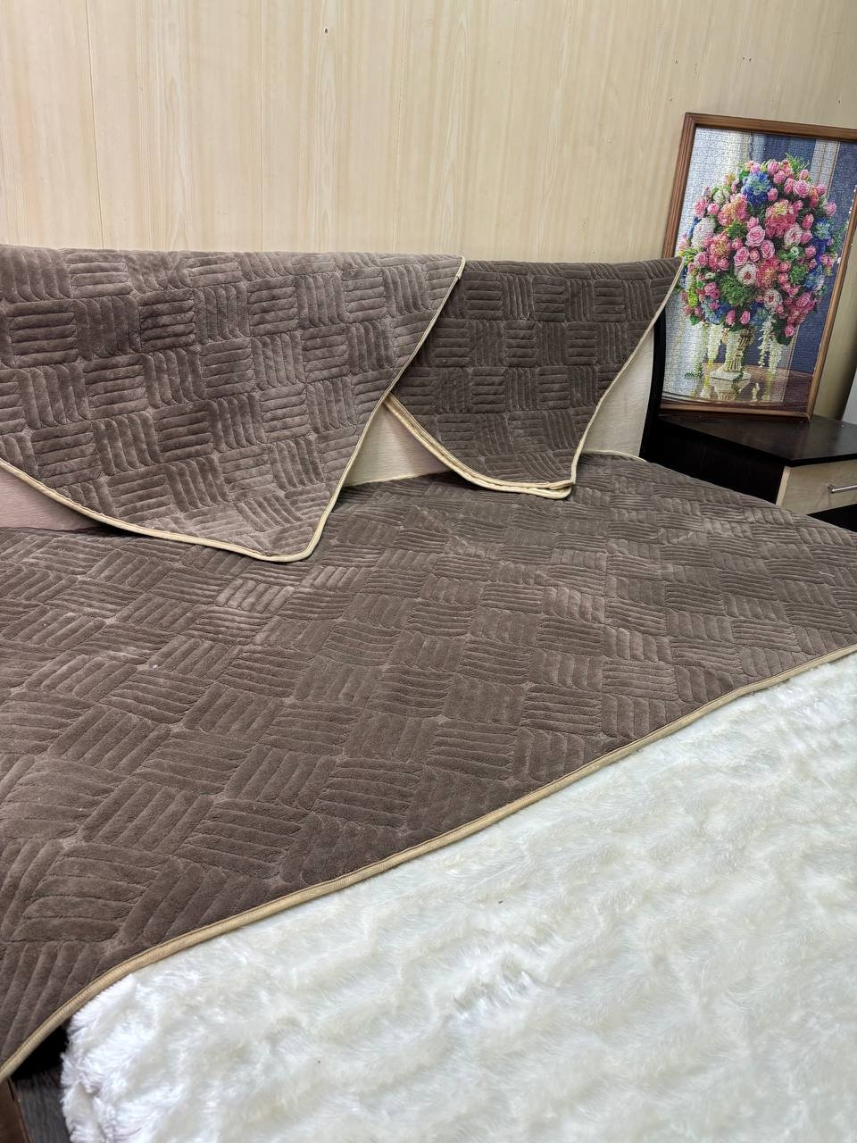Дивандек для дивана 9876543 коричневый 210x90 см, 160x90 см, 90x90 см