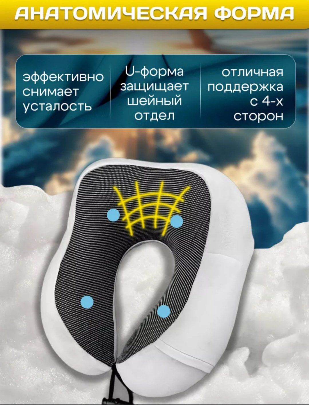 Ортопедическая подушка для шеи 25x29 см, пена с памятью формы купить,NaN