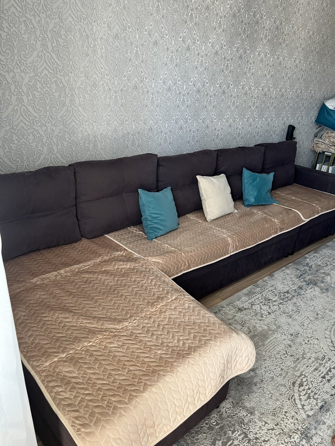 Дивандек для дивана 01634 светло - коричневый 210*90см,150*90см,90*90см ширина 90 см