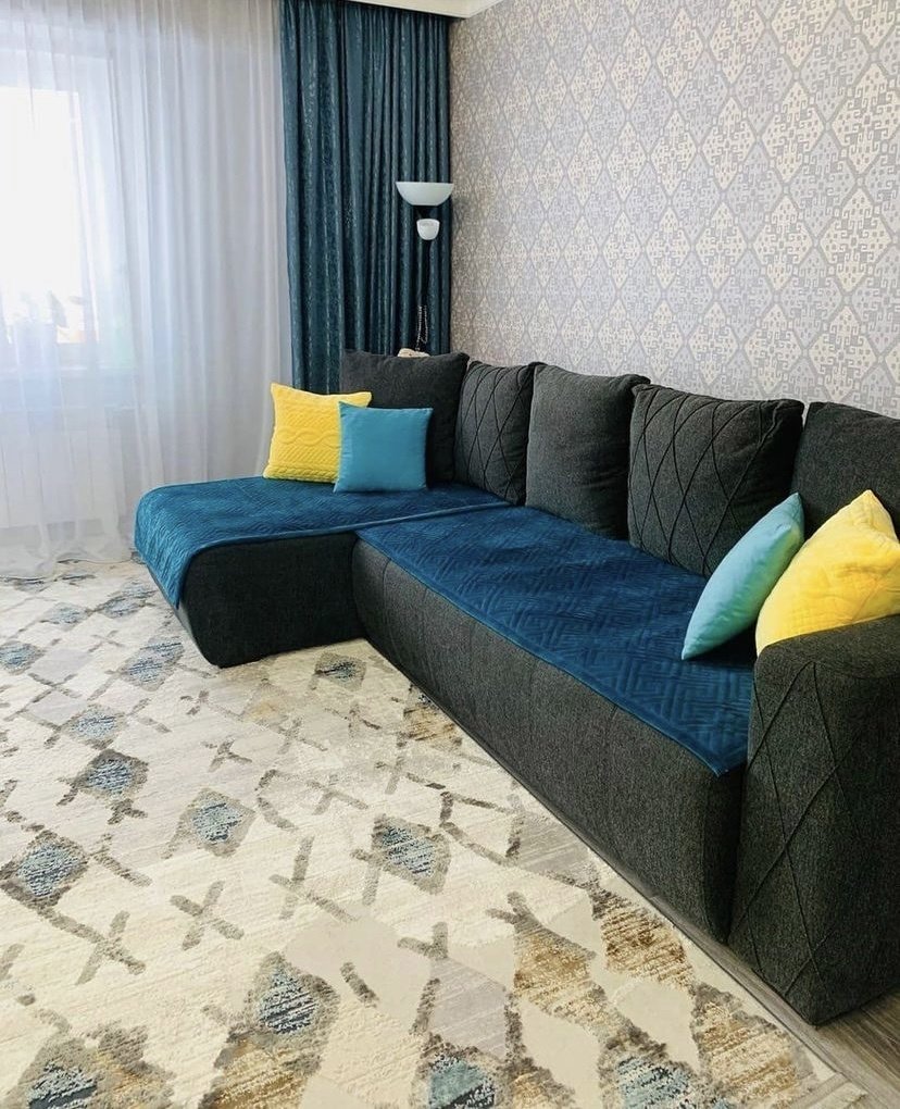 Makhome дивандек для дивана 392007 голубой 90x210 см
