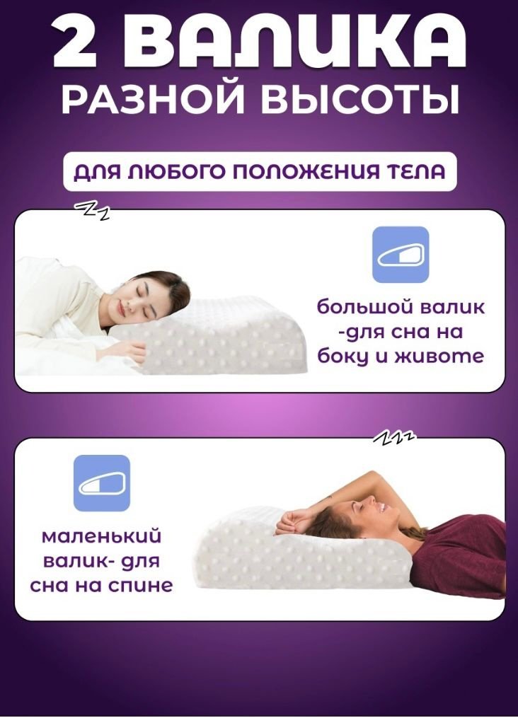 Ортопедическая подушка для шеи 40x60 см, пенополиуретан
