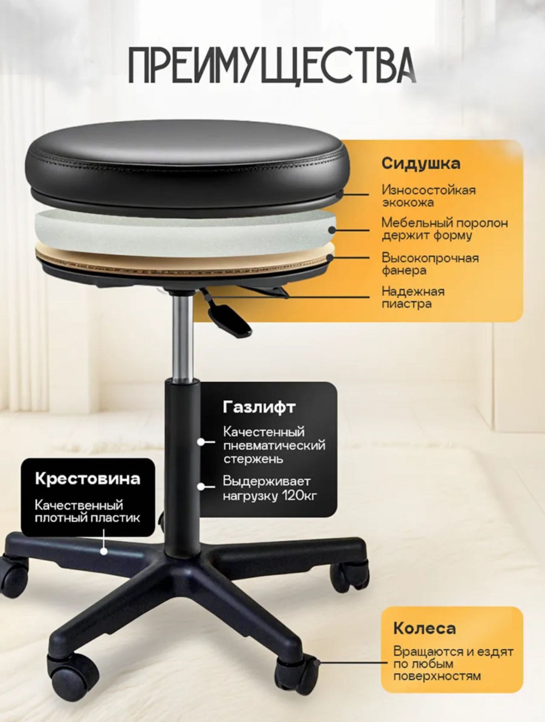 Pro salon KZ стул BASE черный 54х55 см купить,NaN