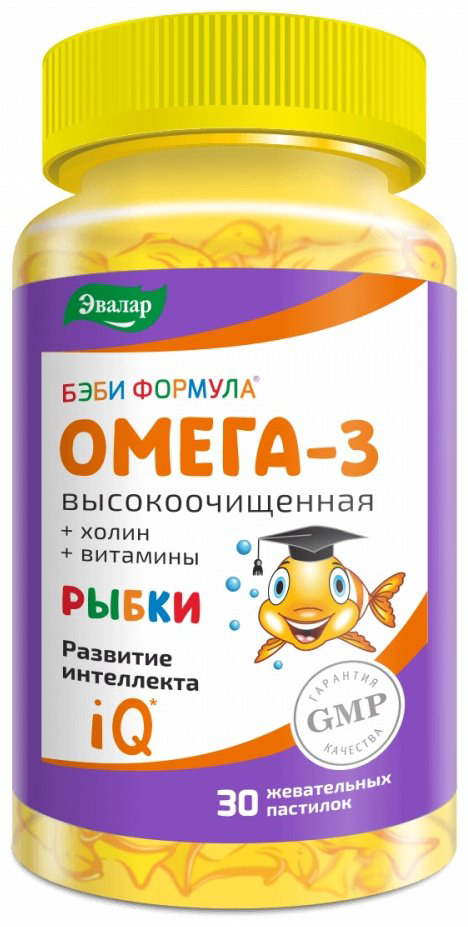 Эвалар ЗАО Бэби Формула Рыбки Омега-3 пастилки 30 шт купить,NaN