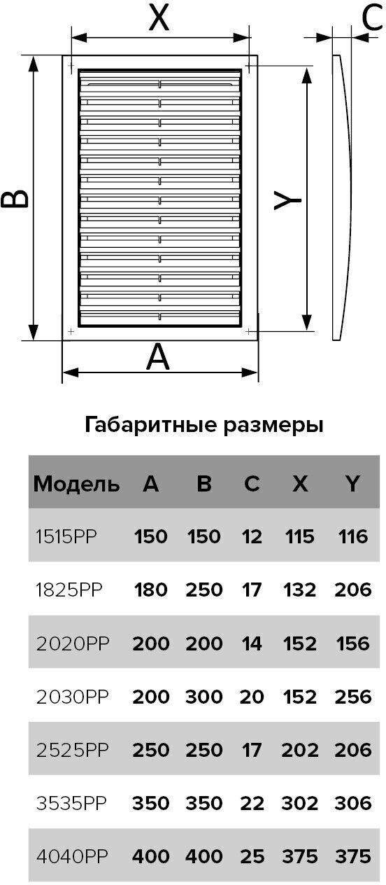Решетка вентиляционная Эра 350х350х22 мм, пластик