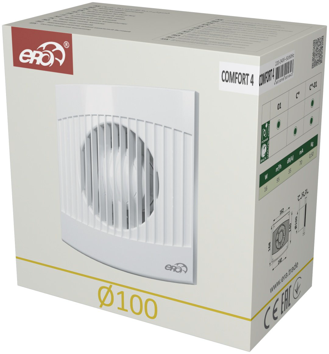 Вытяжной вентилятор Эра осевой D100 мм 220Вт, COMFORT купить,10100