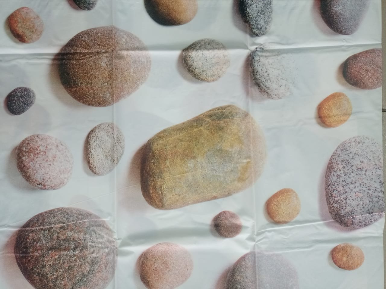 Штора Цветные камни 180x180 белый, мультиколор, PEVA