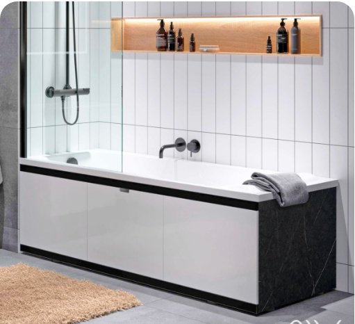 Экран под ванну Alavann Rita Black 170x62 см на ножках