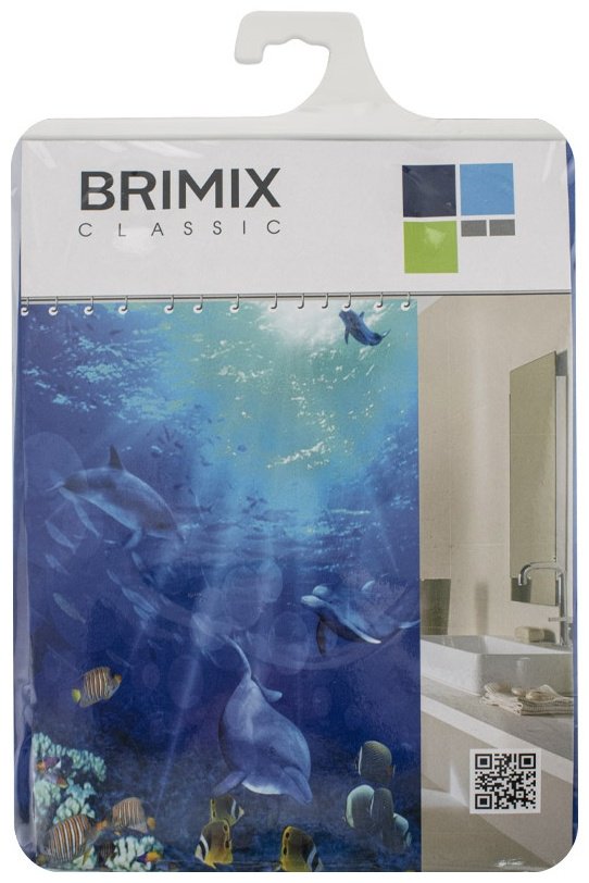 Штора BRIMIX Морское дно 180x200 голубой, полиэстер