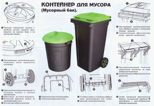 Мусорный бак KSC с крышкой 40-452 70 л