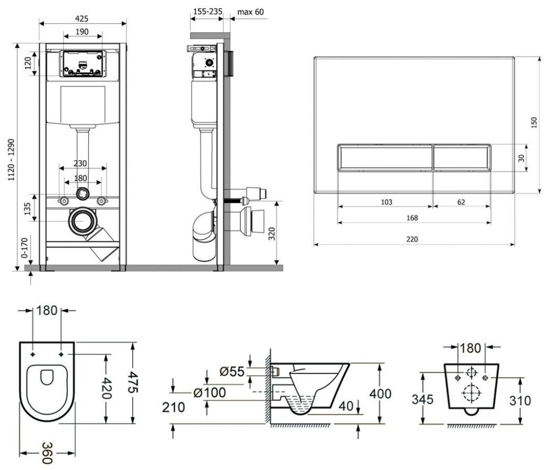 Унитаз Lavinia Boho 169442437 с инсталляцией белый