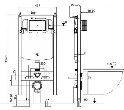 WeltWasser унитаз с инсталляцией GELBACH 041 MT-GR, санфаянс купить,NaN