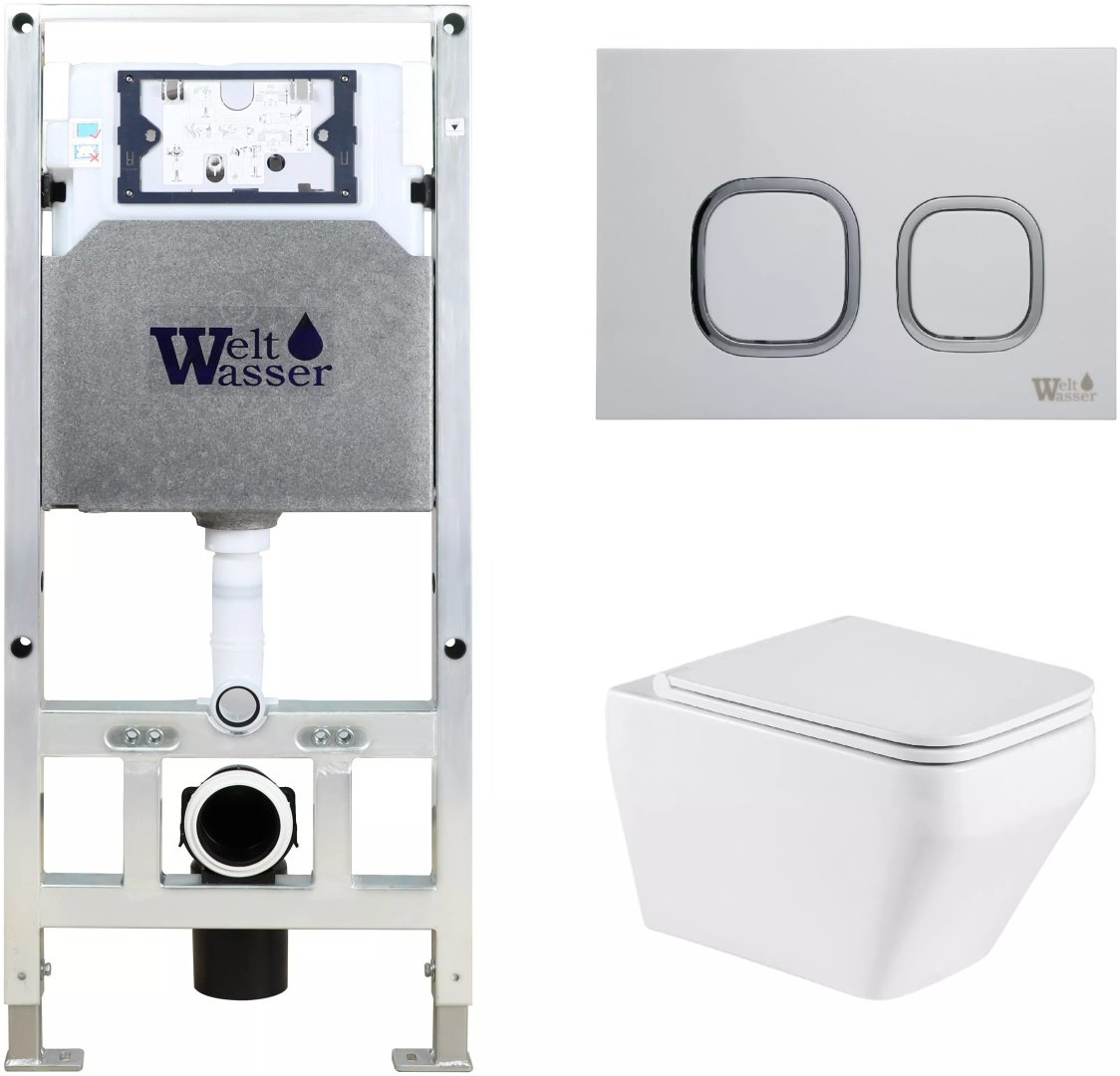 Унитаз WeltWasser Hofbach 041 GL-WT с инсталляцией белый купить,NaN