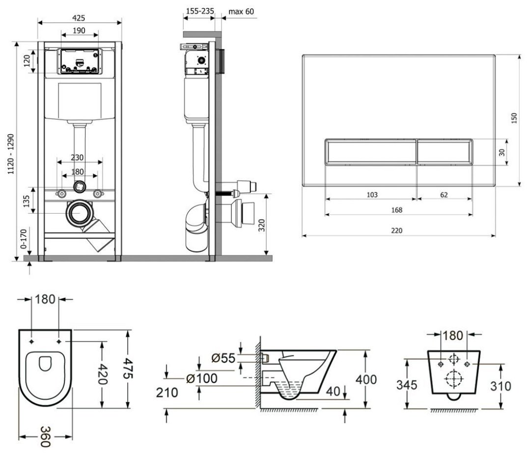 Унитаз Lavinia Boho 75110146 с инсталляцией белый