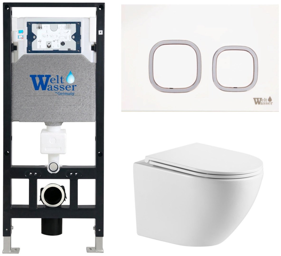 WeltWasser унитаз с инсталляцией MERZBACH 043 GL-WT, санфаянс купить,301300