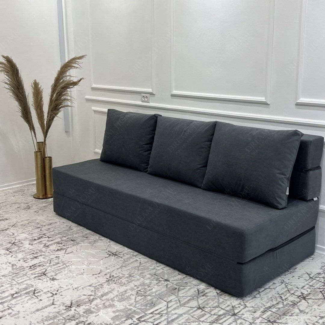 Бескаркасный диван Dream home SM-025, 200х220 см, обивка велюр, серый