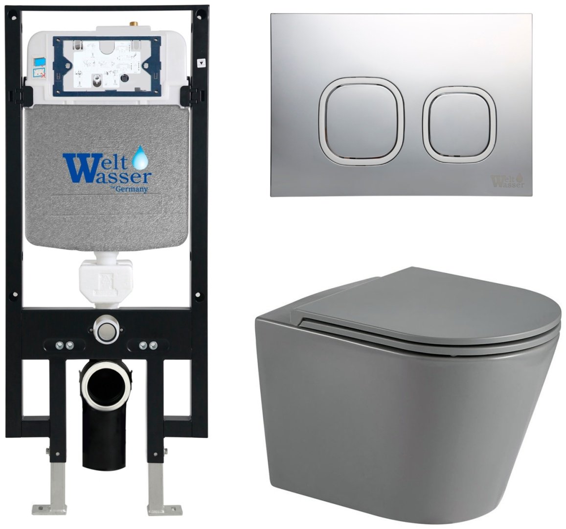 WeltWasser унитаз с инсталляцией SALZBACH 041 MT-GR, санфаянс