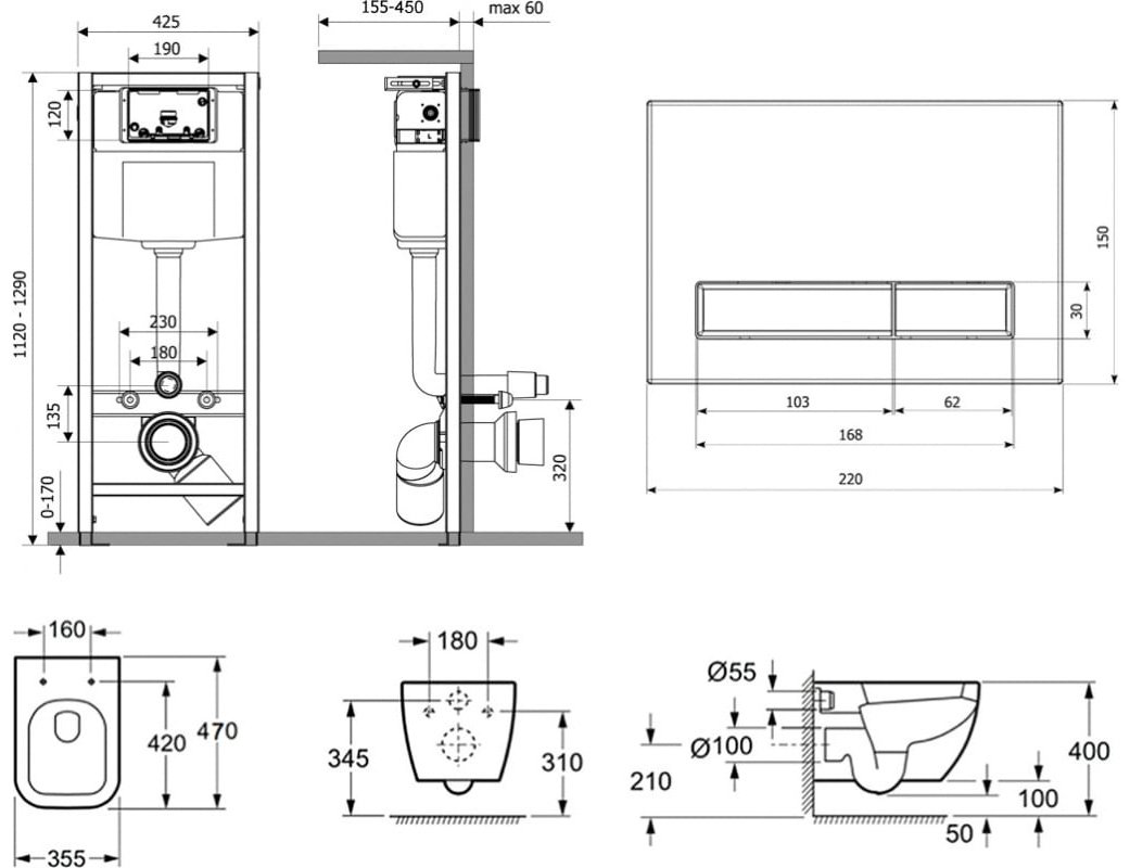 Унитаз Lavinia Boho 87050154 с инсталляцией белый купить,NaN