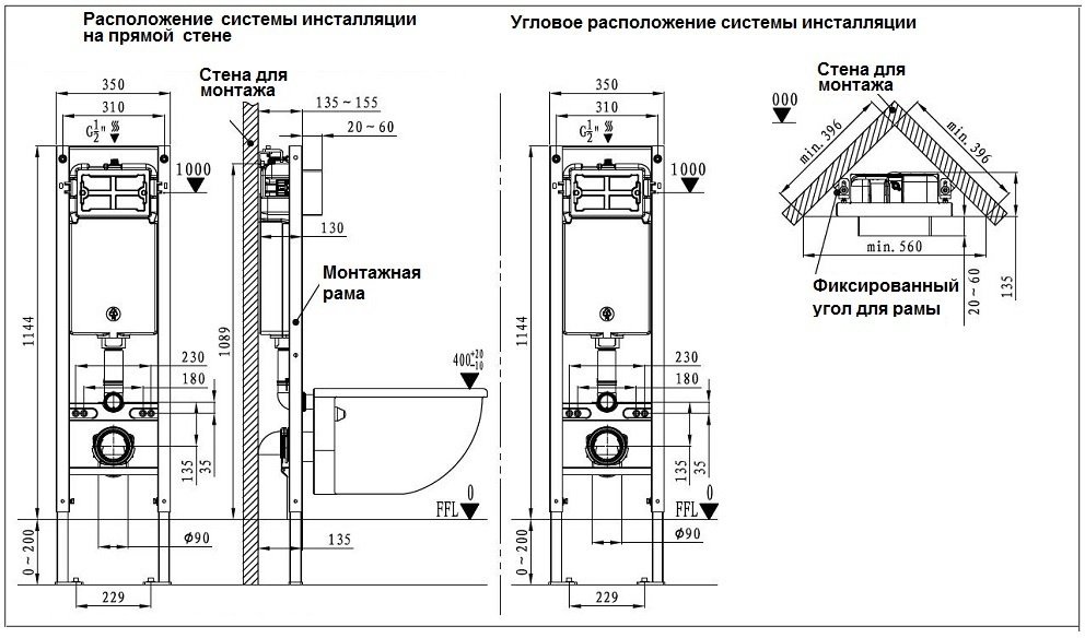Унитаз WeltWasser Gelbach с инсталляцией серый купить,NaN