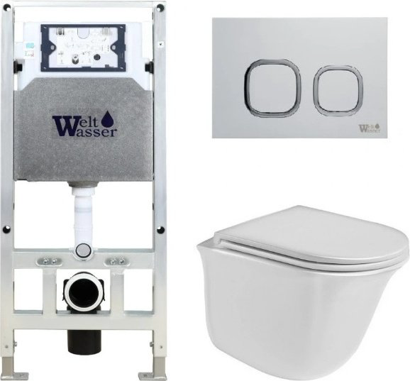 Унитаз WeltWasser Telbach 004 GL-WT 506ST с инсталляцией белый купить,NaN