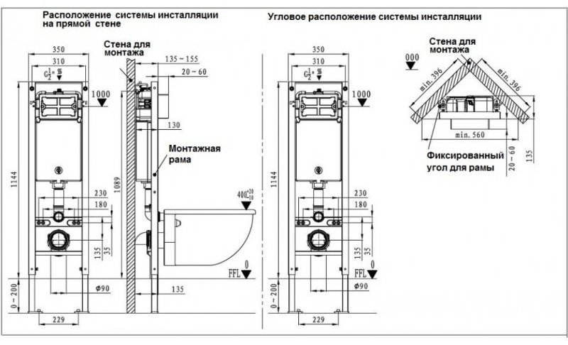 WeltWasser унитаз с инсталляцией ODENBACH 004 GL-WT, санфаянс