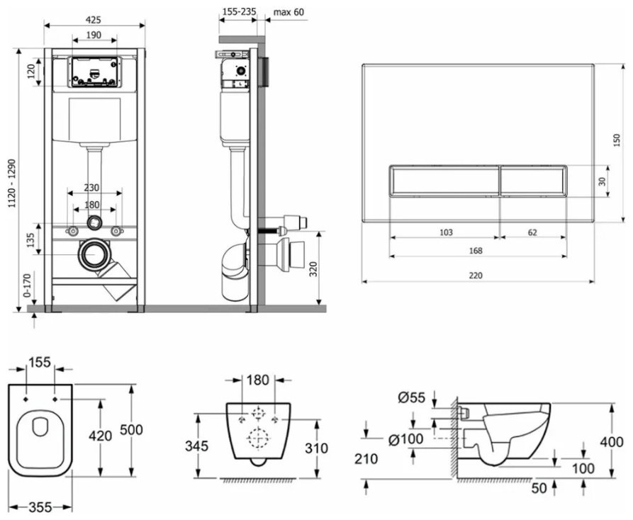 Унитаз Lavinia Boho 75110109 с инсталляцией белый