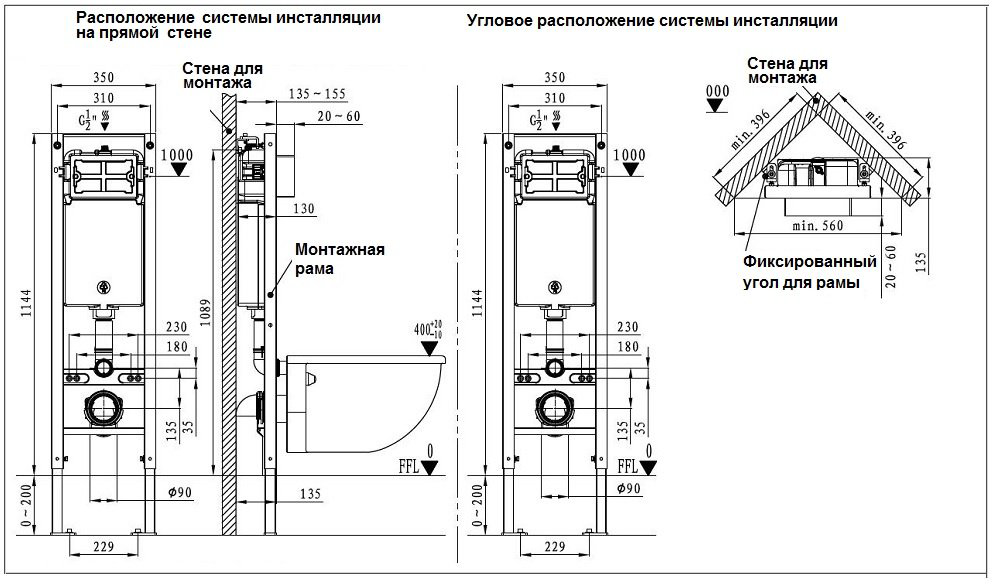 WeltWasser унитаз с инсталляцией SALZBACH 043 MT-BL, санфаянс купить,NaN