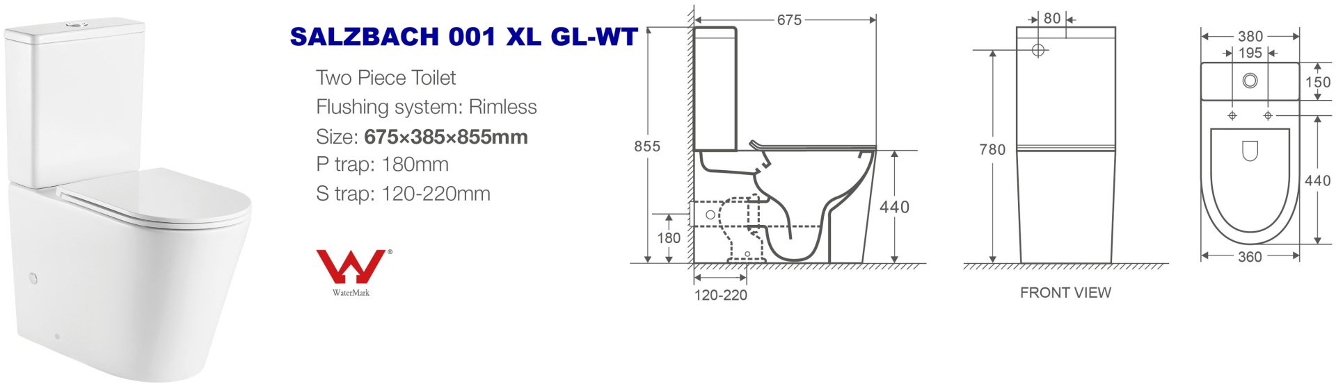WeltWasser унитаз-компакт SALZBACH 001 XL GL-WT, санфаянс