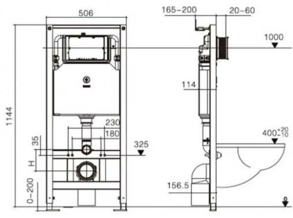 WeltWasser унитаз с инсталляцией ROTBACH 004 GL-WT, санфаянс