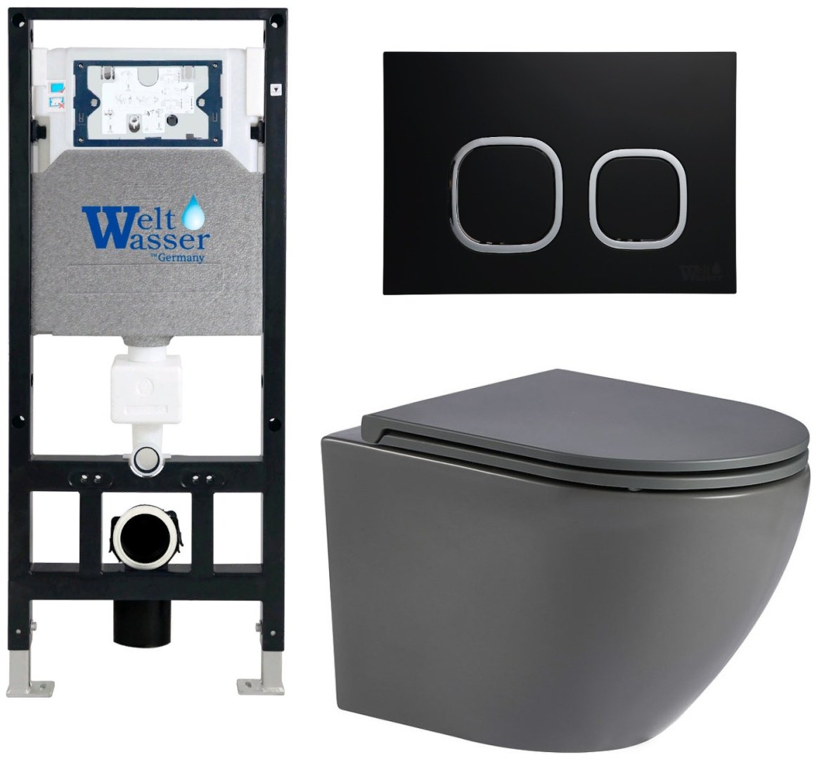 Унитаз WeltWasser Merzbach AM50665 с инсталляцией серый