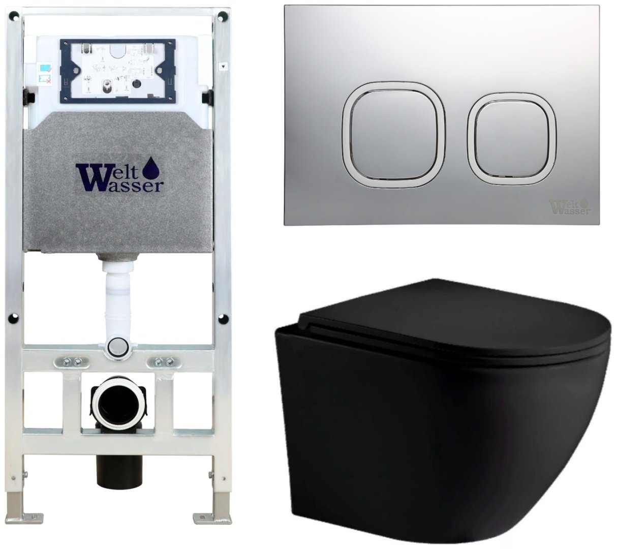WeltWasser унитаз с инсталляцией MERZBACH 043 MT-BL, санфаянс