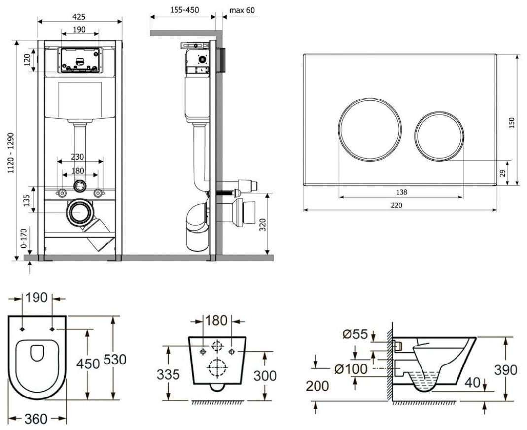 Унитаз Lavinia Boho 77050186 с инсталляцией белый