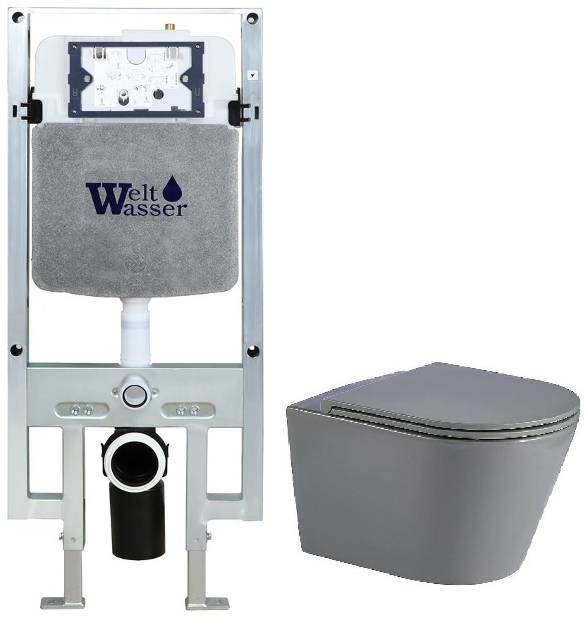 Унитаз WeltWasser AS497ST23 с инсталляцией серый