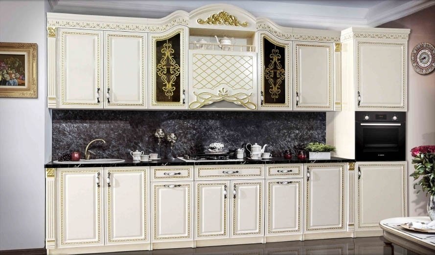 Кухонный гарнитур Elegant Ясмина, 320x240х60 см, ЛДСП, бежевый