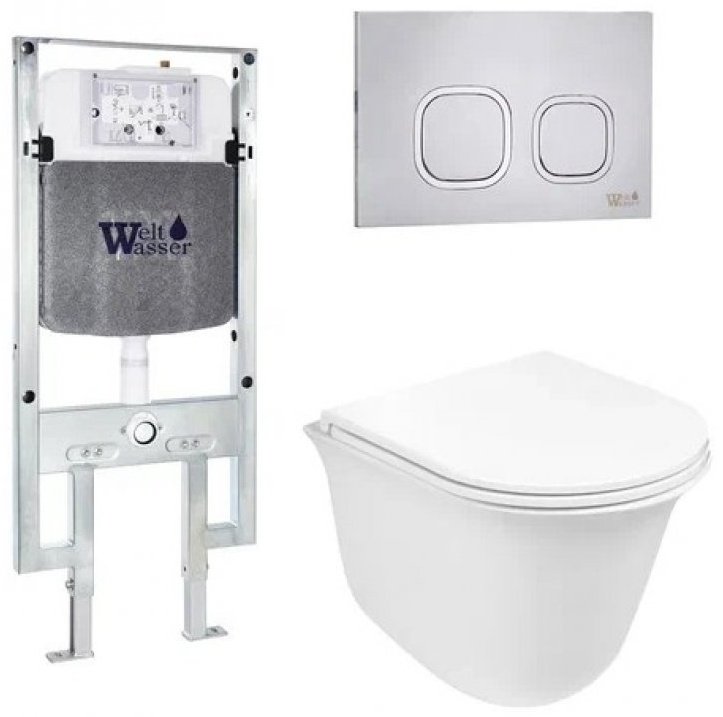 Унитаз WeltWasser Telbach 004 GL-WT с инсталляцией белый купить,NaN