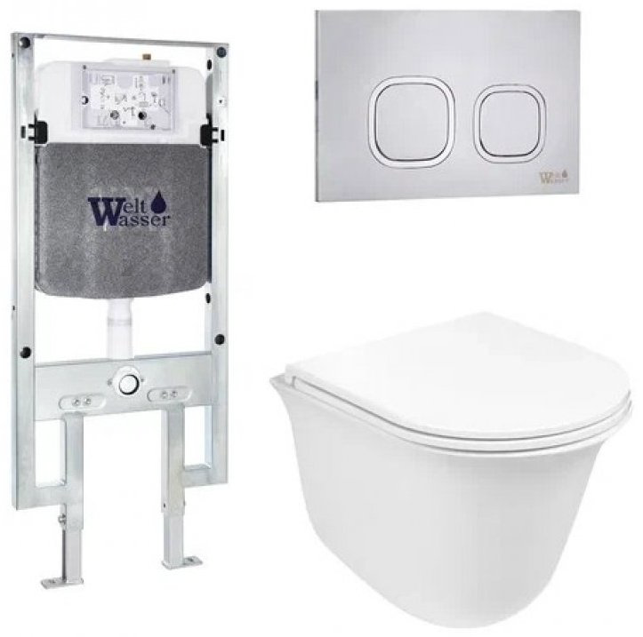 Унитаз WeltWasser Telbach 004 GL-WT с инсталляцией белый купить,NaN