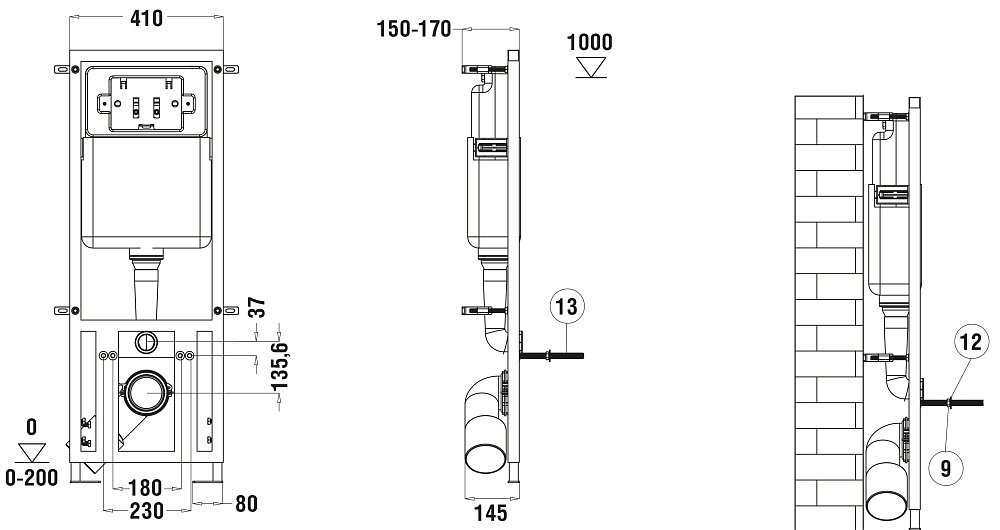 WeltWasser унитаз с инсталляцией Erlenbach 004 GL-WT, санфаянс купить,NaN