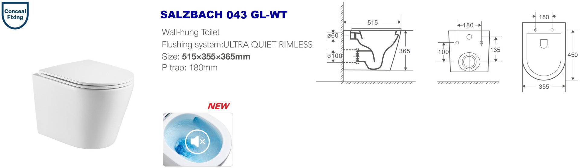 Унитаз WeltWasser Salzbach 043 GL-WT белый купить,111600